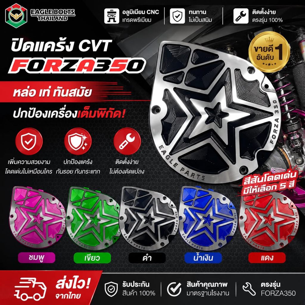 ปิดแคร้ง FORZA350 แต่งสวย กันรอย งาน CNC เกรดพรีเมียม