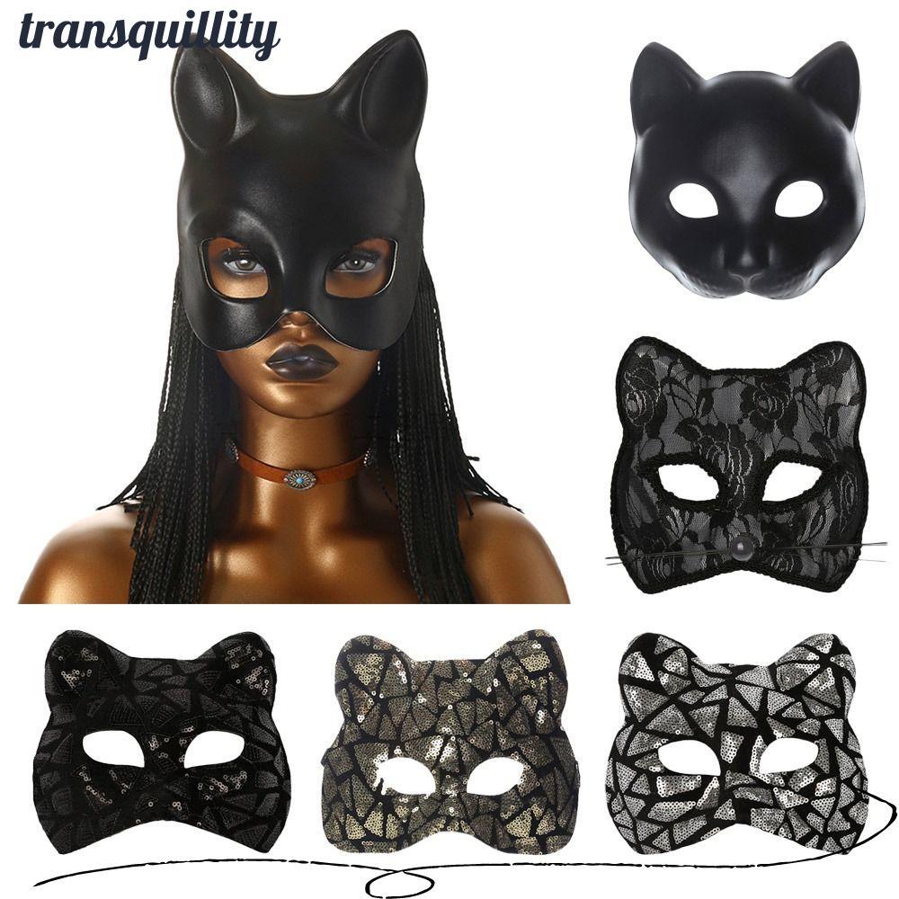 TRANSQUILLITY Masquerade , Venetian Party Makeup Ball Cat Girl , แฟชั่นครึ่งหน้า EVA Mardi Gras