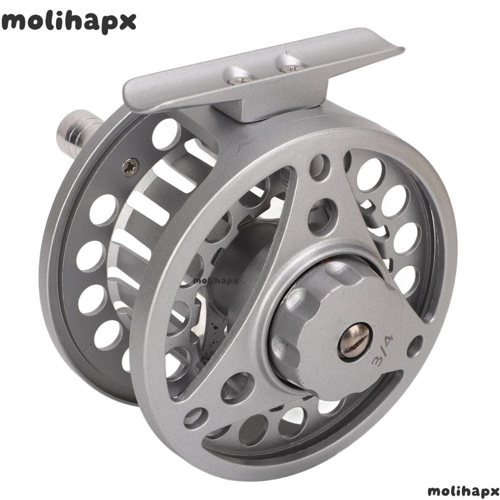 MOLIH Fly Fishing Reel, 3/4WT ซ้ายขวา Handed Full Metal Fly Reel, ทนทานเงินอลูมิเนียมขนาดใหญ่ Arbor 