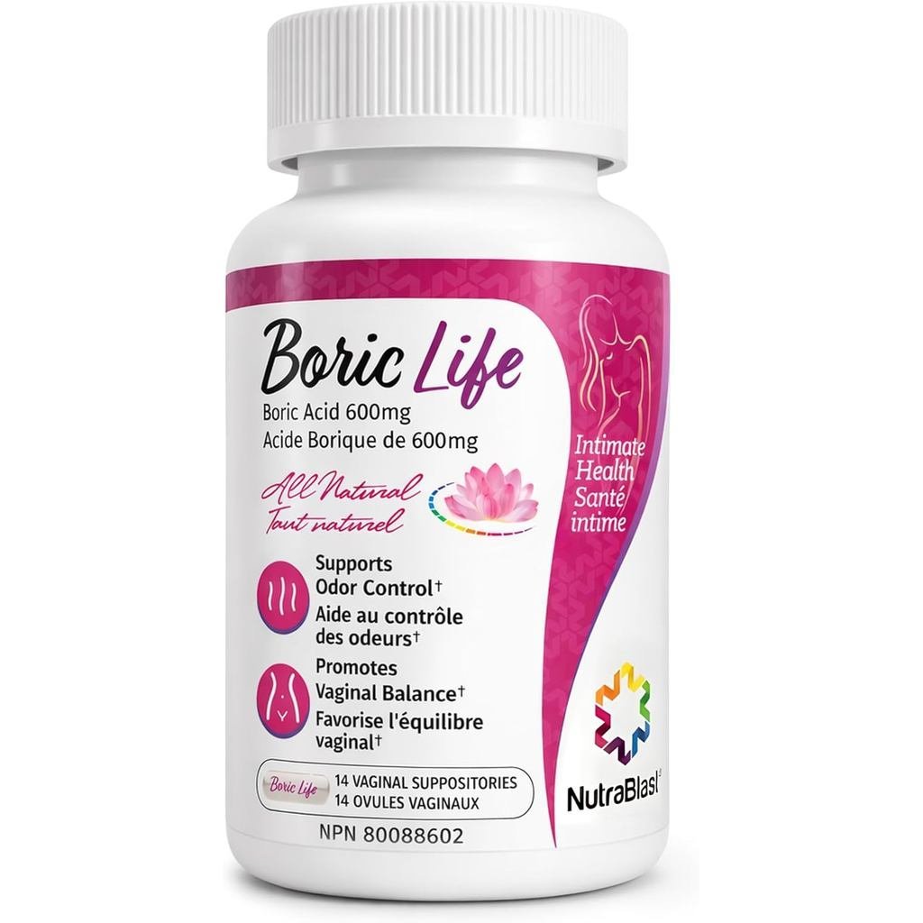 NutraBlast Boric Acid l positories Made in USA Boric Life Intimate Health port (14 นับ)