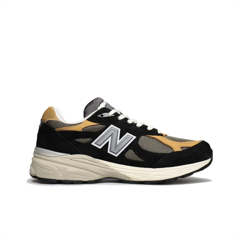 สินค้าแท้อย่างเป็นทางการ New Balance NB 990 V3 " Black Yellow " SPORTS SHOES M990BB3 ขายร้อน P9JF