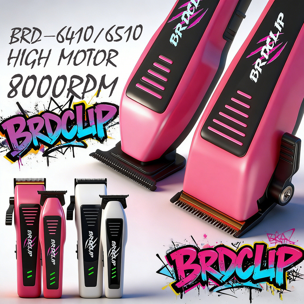 Professional Hair Clipper ผมไฟฟ้า Trimmer มอเตอร์ความเร็วสูง 8000RPM Mag หวี DLC ใบมีดร้านตัดผมเครื่องตัด BRDCLIP