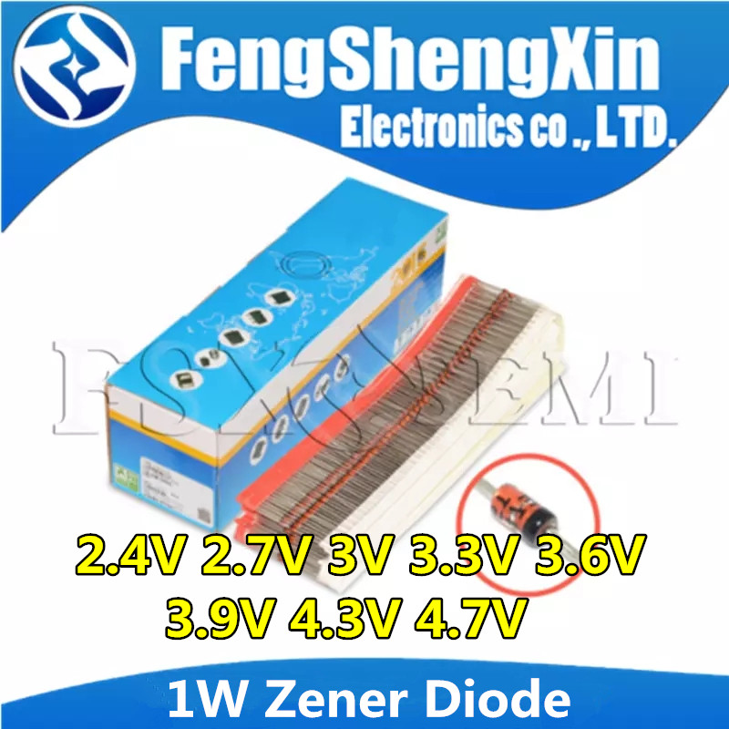 100 1W ไดโอดปรับแรงดันไฟฟ้า 2.7V 3.3V 3.6V 3.9V 4.3V 4.7V 1N4725A 1N4726A 1N4727A 1N4728A 1N4729A 1N