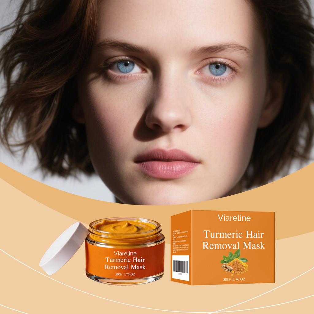 Turmeric Hair Removal Facial Mask Gentle Cleanse Face Upper Lip Fuzz Smooth Skin 50g Boxed