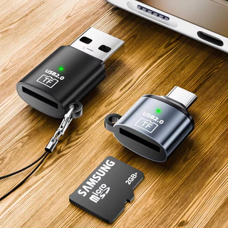 อะแดปเตอร์การ์ดหน่วยความจําแบบ USB-A to TF, USB2.0 ความเร็วสูง, อะแดปเตอร์การ์ดหน่วยความจําแบบ Mini USB-C to TF แบบพกพา, เสียบแล้วใช้งานได้เลย