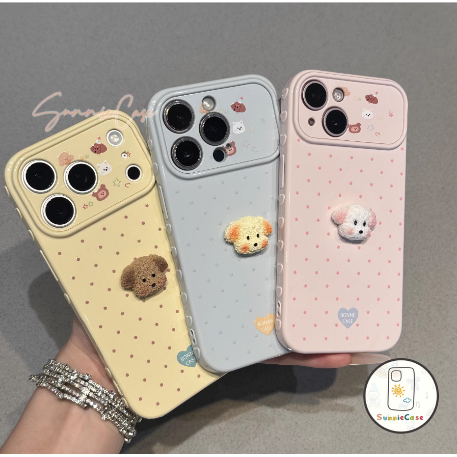 รักหญิงสาวหัวใจที่เรียบง่ายลูกสุนัขตุ๊กตาน่ารักเหมาะสำหรับ iPhone  X XR 17 15PRO 6s  6 Plus 7Plus 11 14 13 15 12 Pro Max