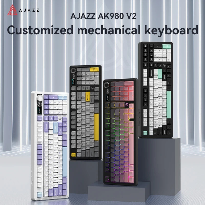AJAZZ AK980 V2 คีย์บอร์ดแบบมีสายสําหรับเล่นเกมและสํานักงาน Esports แบบพกพาสําหรับแล็ปท็อป