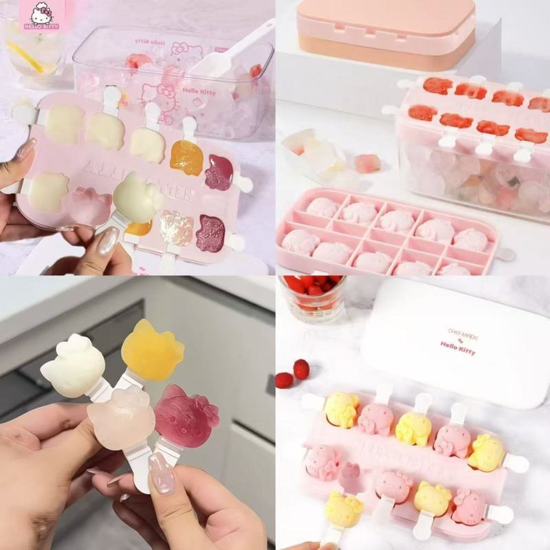 Hello Kitty Popsicle Ice Cream Mold Food Grade Homemade Ice Silicone Ice Cream Ice Tray Sanrio Ice T