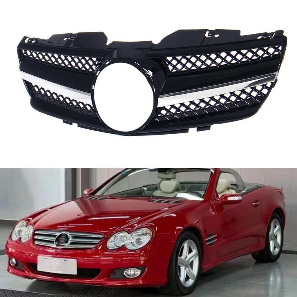 ด้านหน้า Grille Grill สําหรับ Mercedes Benz R230 SL Class W230 2003-2006 SL500 SL550 SL600 2 ประตูเป