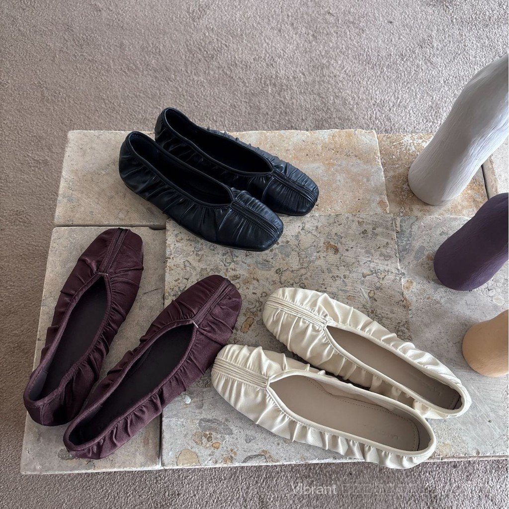 Lamode Classic รองเท้าแมรี่เจนพื้นเรียบจีบนุ่ม ระบายอากาศ เบาสบาย ใส่ทำงาน ใส่ได้ทุกวัน
