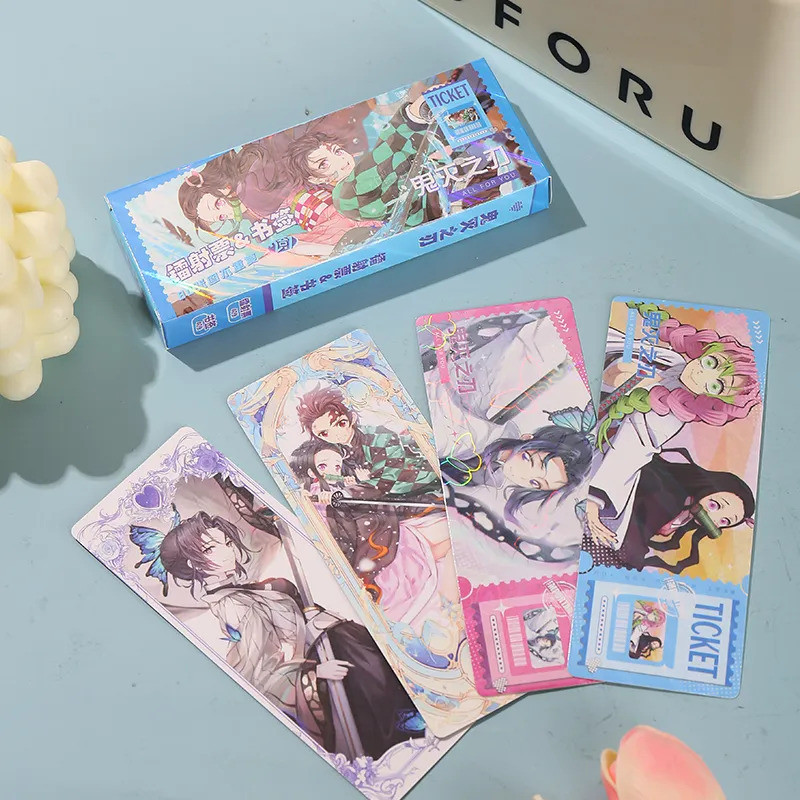 New Demon Slayer Long Laser Ticket Bookmark โปสการ์ดการ์ดขนาดเล็ก Merchandise Laser Ticket LOMO Flas