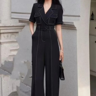 FADFAD Jumpsuit Gaya Mewah Untuk Wanita Lengan Pendek Dengan Model Celana Lurus