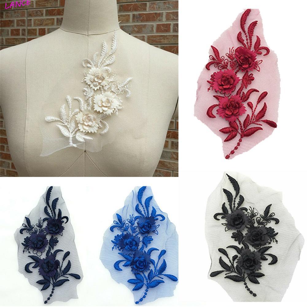 LANCE เย็บปักถักร้อยเสื้อผ้าทําด้วยมือ 3D DIY Tulle 1 ชิ้นชุดแต่งงานตกแต่ง