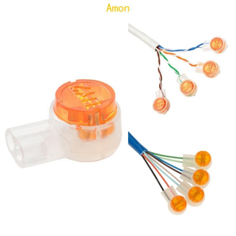 Amon 100 ชิ้นกันน้ําสีส้มปุ่มใสสายโทรศัพท์ตัวเชื่อมต่อ UY2 Butt Splice Connector K2 เทอร์มินัลสายเคเ