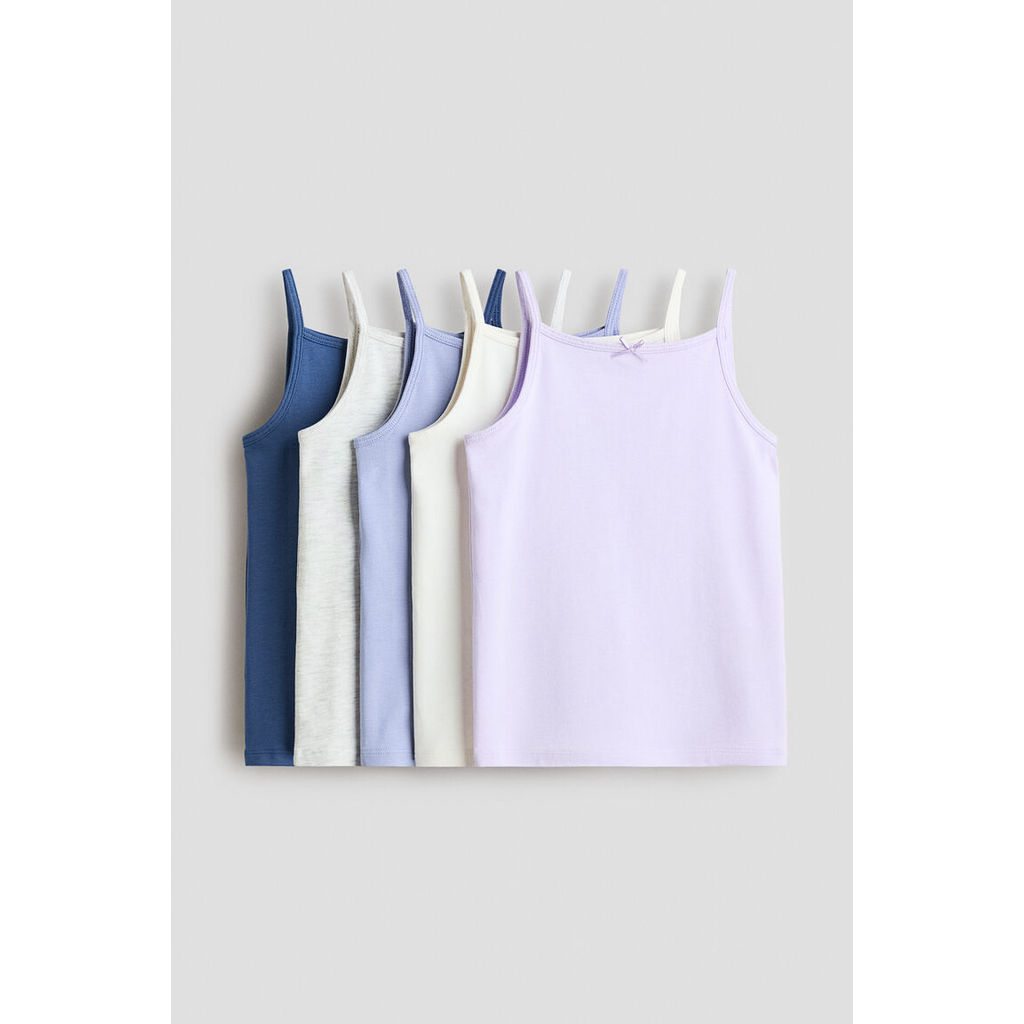 H&M(เอชแอนด์เอ็ม) ชุดเสื้อกล้าม Jersey 5 ตัวแพ็ค เด็กผู้หญิง 0750623_21