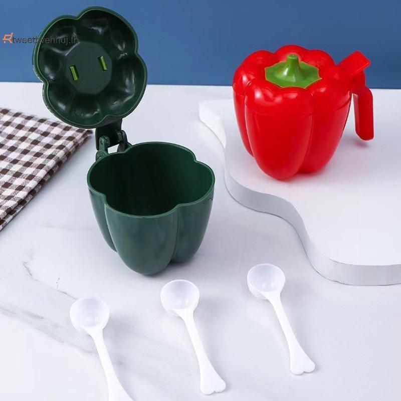 Tw พริกรูปร่างผู้ถือเครื่องเทศพลาสติกชุด 3 ชิ้น Handle Splicing Staable Design สําหรับ Home Kitchen 