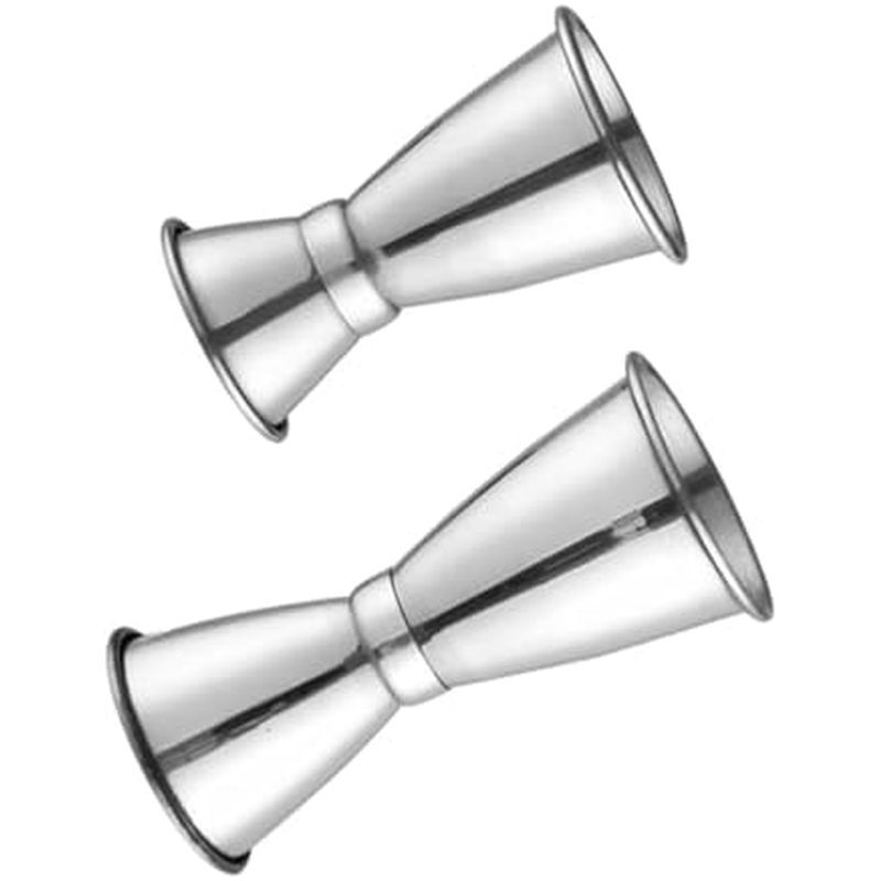Sosoport 2Pcs Stainless Steel Measuring Jiggers for Bartending Capacity Cups for Cocktails Scale for