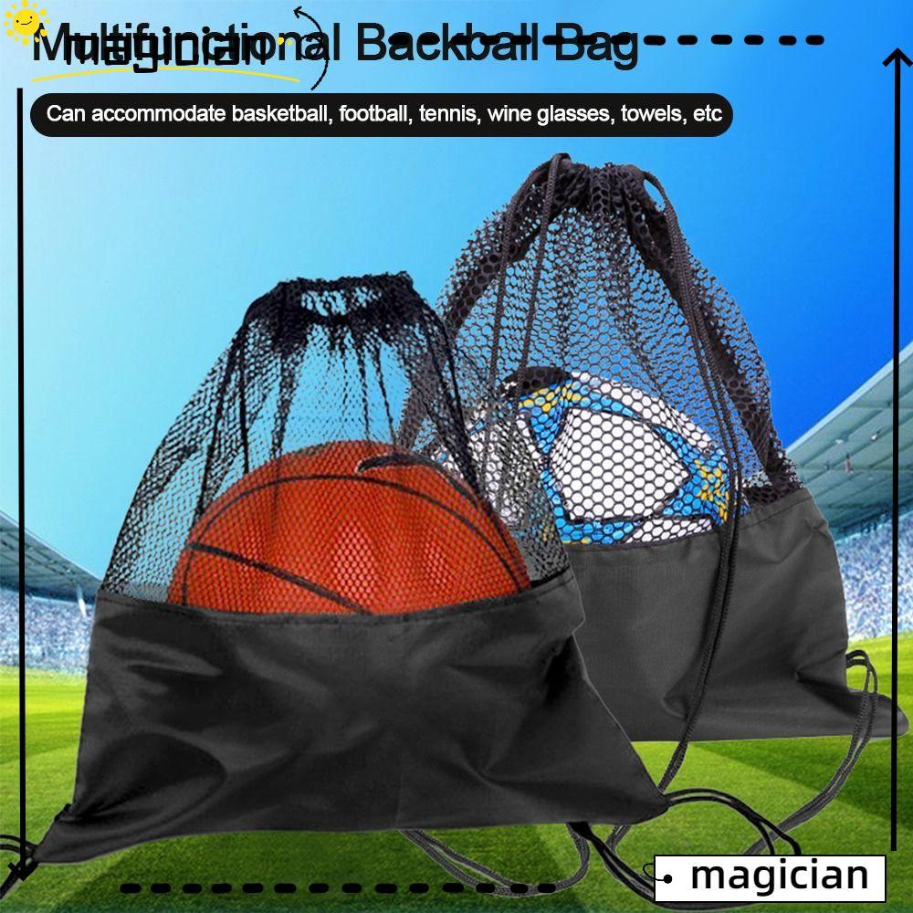 MAGICIAN Ball Storage Backpack, Black Basketball Cover Mesh Bag, Sports Portable Equipment Portable 