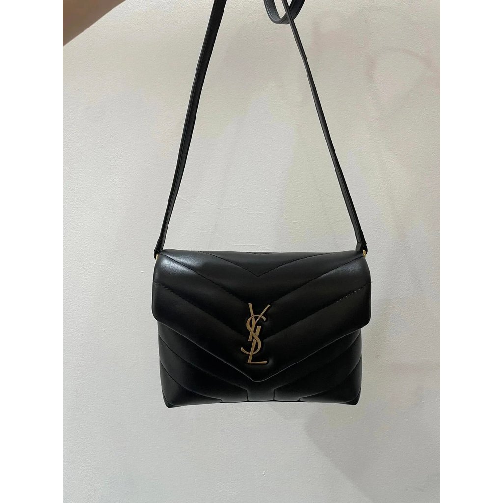 หนังยาง Series Saint Laurent YSL LouLou Square Fatty Quilted Chain Bag กระเป๋าสะพายกระเป๋าสะพายข้างก