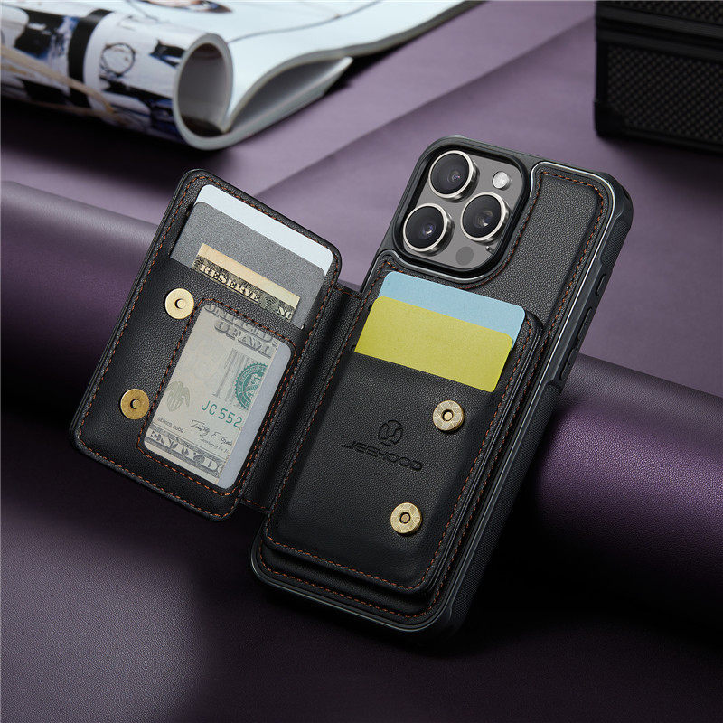 wallet magsafe magsafe card เหมาะสําหรับ iPhone16ProMax เคสโทรศัพท์แม่เหล็กผู้ถือบัตรซองหนังเปลี่ยนธ