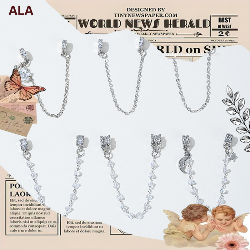 💖ALA เครื่องประดับ DIY💖สร้อยข้อมือโซ่พู่ ลายพิมพ์พิเศษ ดวงจันทร์และเกล็ดหิมะ ทนทานสีเงินชุบทอง[necklace/สร้อย jewelry/bracelet/กําไล/สร้อยข้อมือ/สร้อยคอ/โซ่ทอง/สร้อยประดับ/ทําสร้อย]