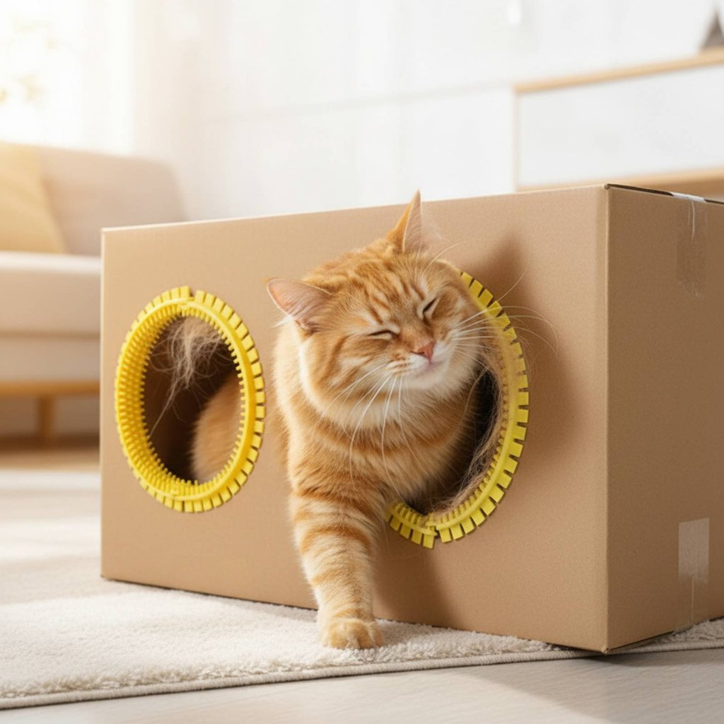นวด Feline Rubbing Loop Interactive Feline Self-Grooming Tunnel Reversible สําหรับในร่ม