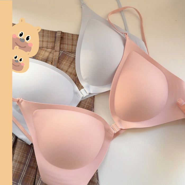🎀bearbra🎀ตะขอหน้า บราไร้โครง ถ้วยสามเหลี่ยม ใส่ได้ 3 แบบ เซ็กซี่มีเสน่ห์