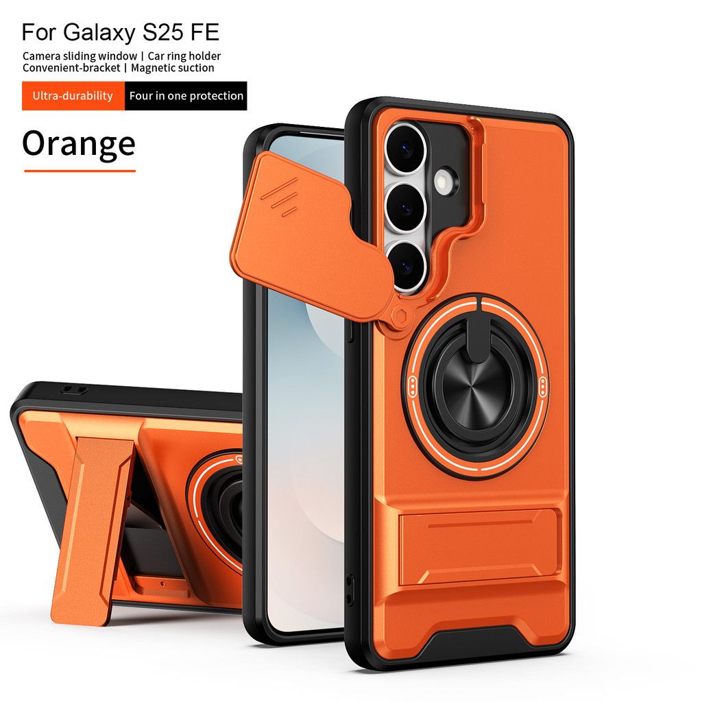 เหมาะสําหรับ Samsung Galaxy S25 FE S25 Ultra S25 Plus ขาตั้งแหวนเคสโทรศัพท์พร้อมปลอกกล้องแม่เหล็กติดรถยนต์กันกระแทกฝาครอบป้องกันเต็มรูปแบบ