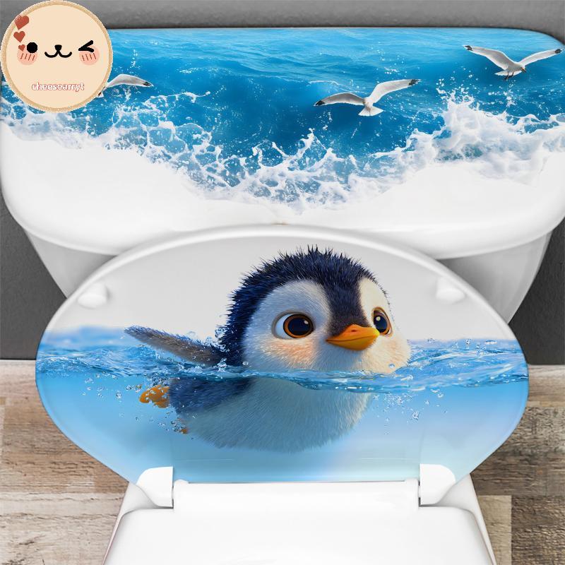 Chee Creative Self-กาวน่ารักเพนกวินห้องน้ําStiersกันน้ําห้องน้ําDecalsตกแต่งEN
