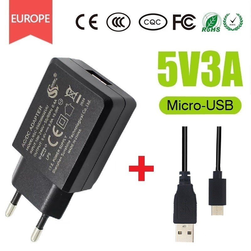 CAFF Power Adaptor 5V/3A 15W (สาย Micro-USB) เข้ากันได้กับ Raspberry Pi 3