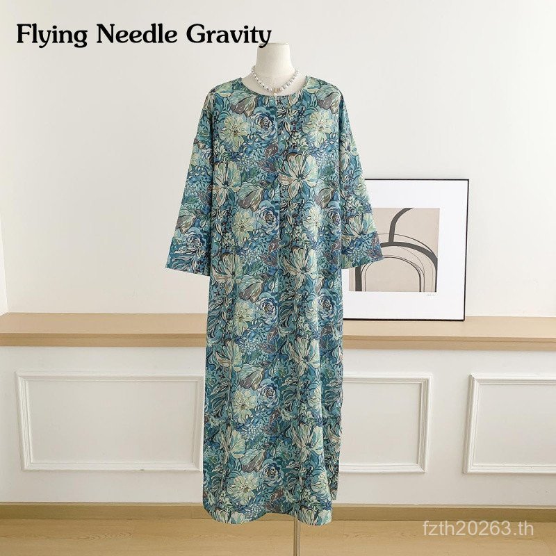 เทรนด์แฟชั่นรอมฎอน 2026 | ชุดนอน Kaftan สําหรับ Muslimah - Zip Halimunan Print Flowy Style, Saiz Bebas Option