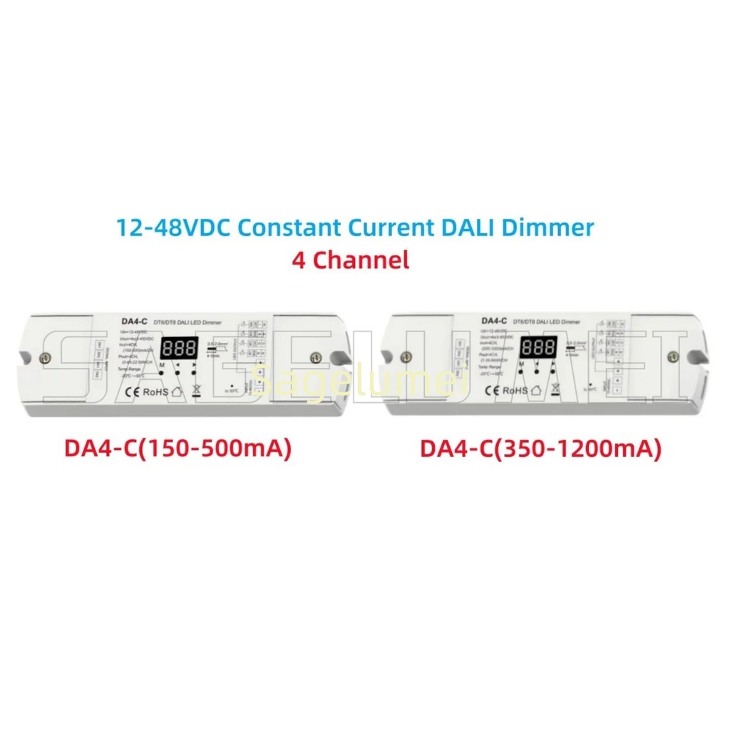 4CH Skydance DT6/DT8 CC DALI LED Dimmer 150-500mA หรือ 350-1200mA 12-48VDC DA4-C พร้อมจอแสดงผลดิจิตอ