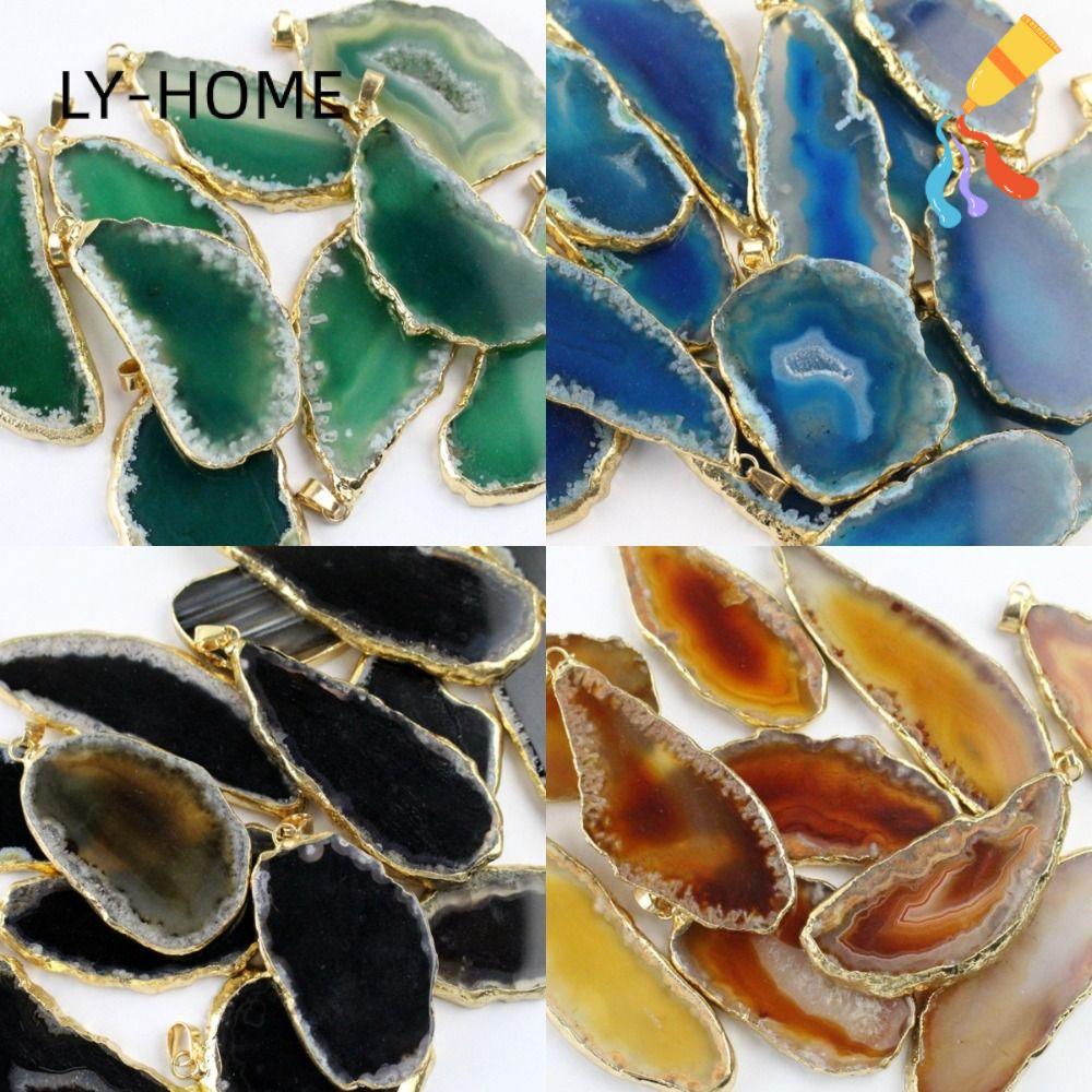 LIAOYING ไม่สม่ําเสมอ Agate Geode, 60*40 มม.Handmade Druzy Agate จี้,แฟชั่น DIY เครื่องประดับทําสร้อ