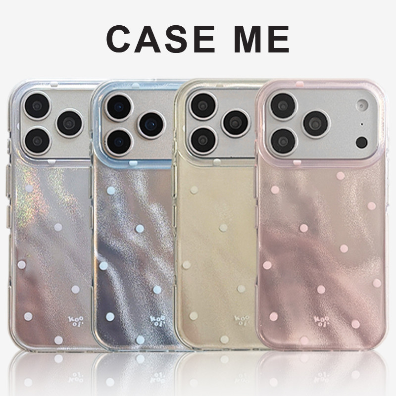 Silver Candy สี Polka Dots Big Hole โทรศัพท์มือถือสําหรับ iPhone 14 15 16 17 Pro Max iPhone13 Dirt ทน Anti-collision IMD ปกหลัง