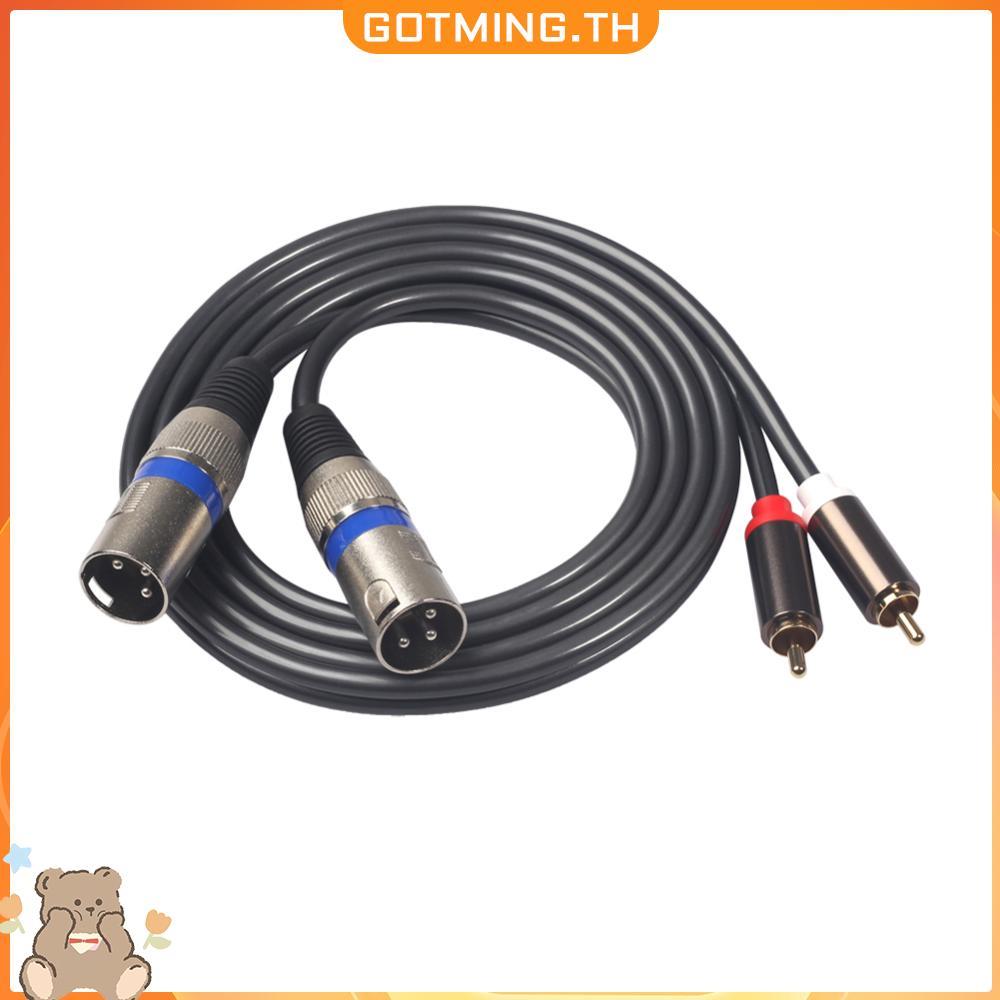 ❥ก็อตมิง❤In Stock Dual XLR Male To Dual RCA Male Audio Connection Cable 1.5m/4.9ft สีดํา