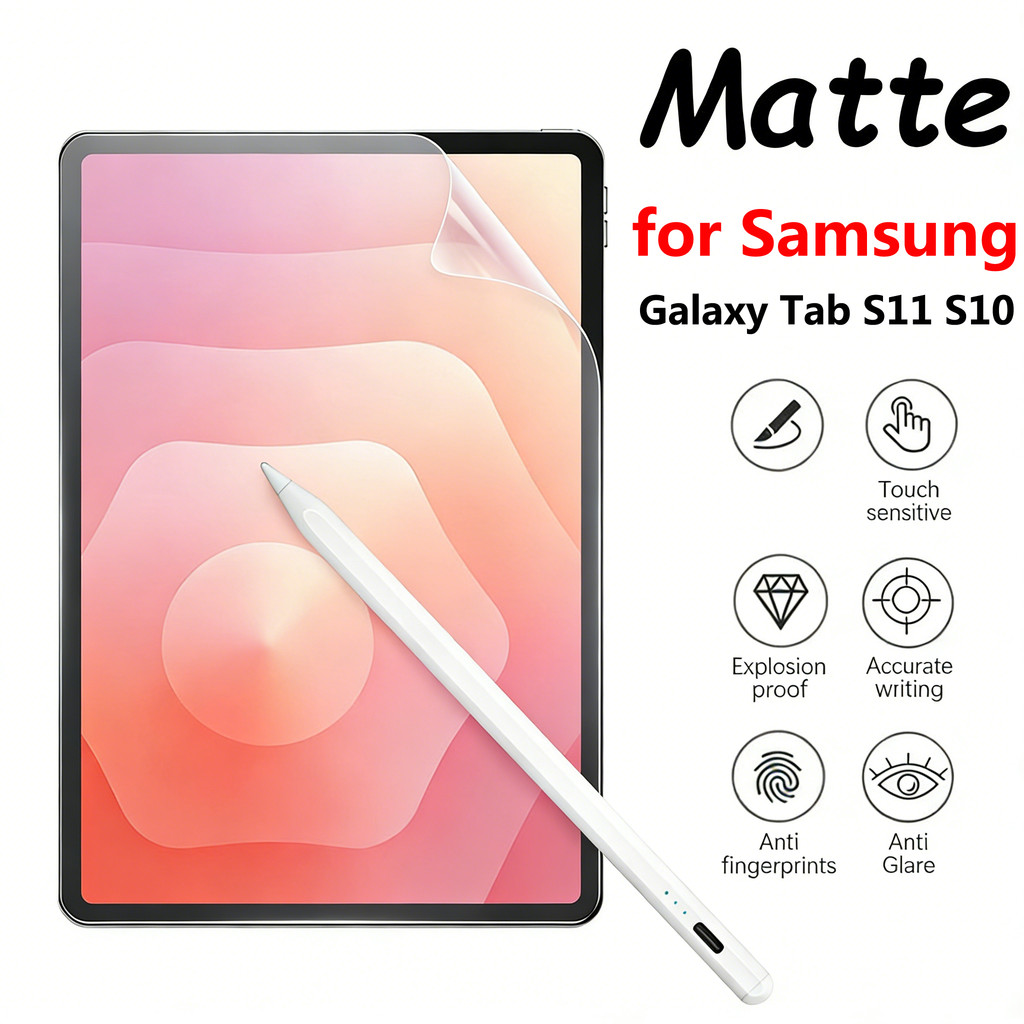 กระดาษเหมือนฟิล์มฟิล์มกันรอยหน้าจอ Matte สําหรับ Samsung Galaxy Tab S11 Ultra S10 FE 11" S10 Lite 10