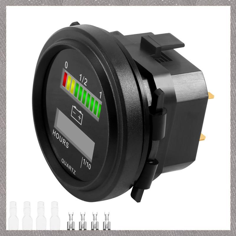 [MLO] 12V/24V/36V/48V/72V LED Digital Battery Status Charge Indicator พร้อมเครื่องวัดชั่วโมงสีดํา