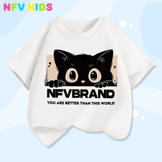 【พร้อมส่ง&COD】NFV KIDS เสื้อยืดแขนสั้นเด็ก💜ระบายอากาศ ลายพิมพ์แมวน่ารัก ใส่ได้ทั้งเด็กชายและเด็กหญิง YG438