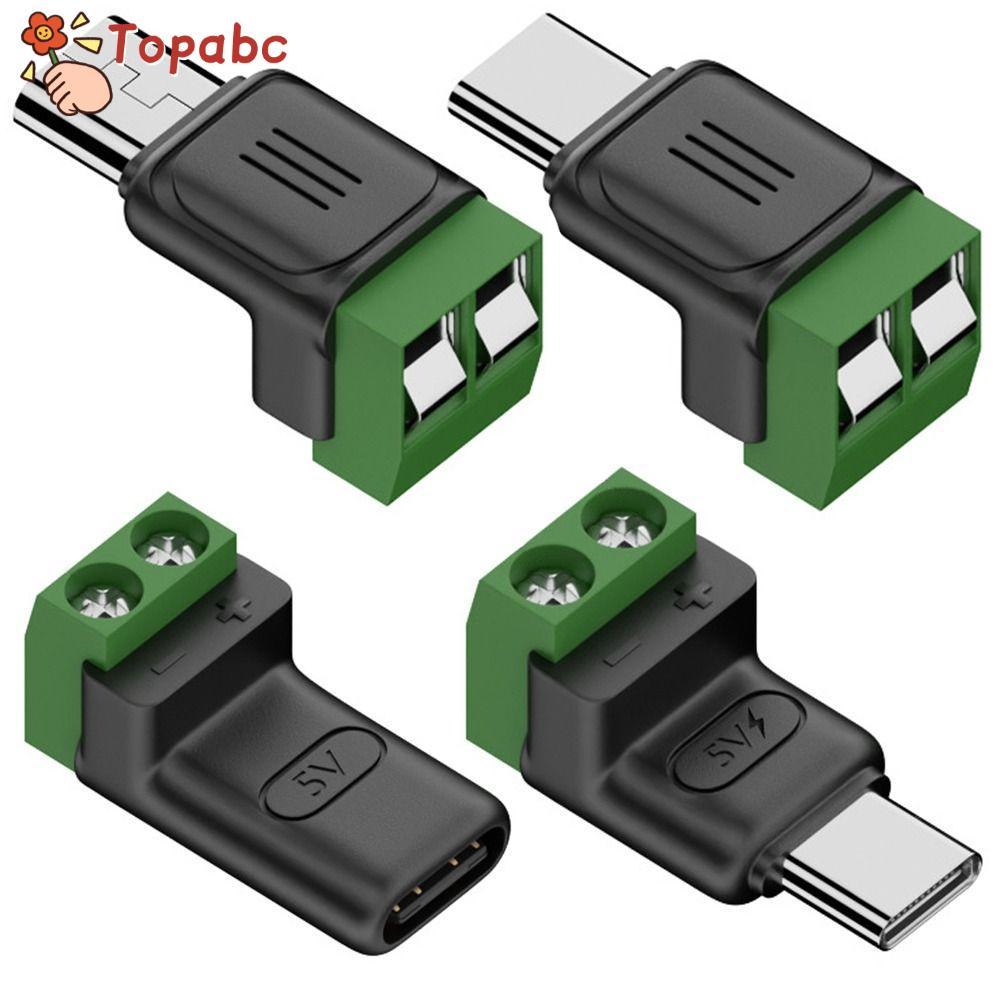 TOPABJW อะแดปเตอร์เทอร์มินัล USB C ถึง 2Pin, Type-C ถึง 2 พินสกรู Crimp Terminal Block, Professional สีเขียว Solderless ปลั๊กไม่สามารถถ่ายโอนข้อมูลชาร์จเชื่อมต่อแล็ปท็อปโทรศัพท์
