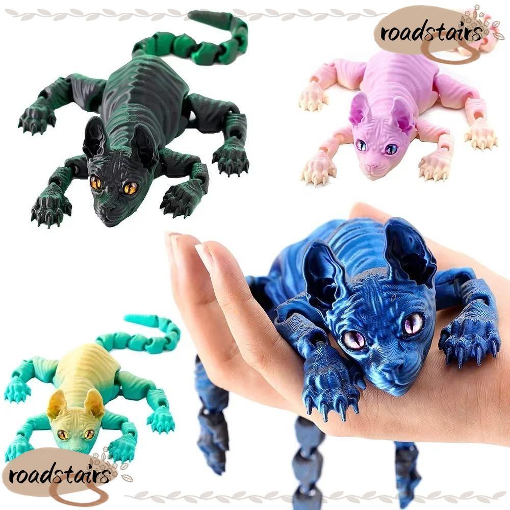 ROADSTAIRS Sphynx Cat Action Figurine, Movableสีทึบพิมพ์Sphynx Catรุ่น,น่ารักพลาสติกหลายข้อต่อมินิตุ