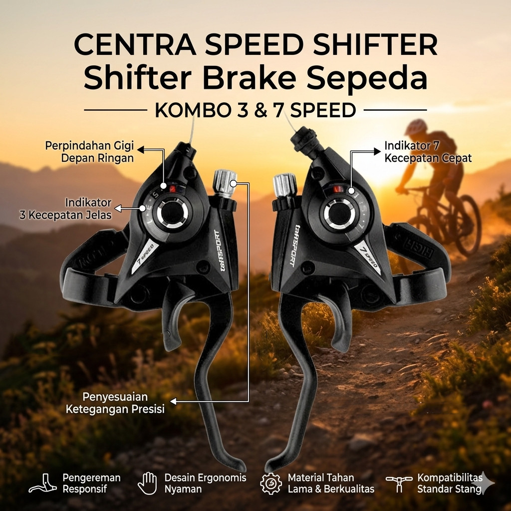 TaffiSPORT Centara Speed Shifter เบรค 3 และ 7 ความเร็วเกียร์จักรยาน 2 ชิ้น - 090526