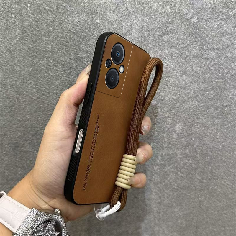 เคสสําหรับ OPPO Reno 7Z 5G RENO7 Z 5G Reno 8z 5g เคสโทรศัพท์หนังกันลื่นกันกระแทกพร้อมสายคล้องขอบนุ่มและเชือกเส้นเล็ก YBPSKS01 KW7H