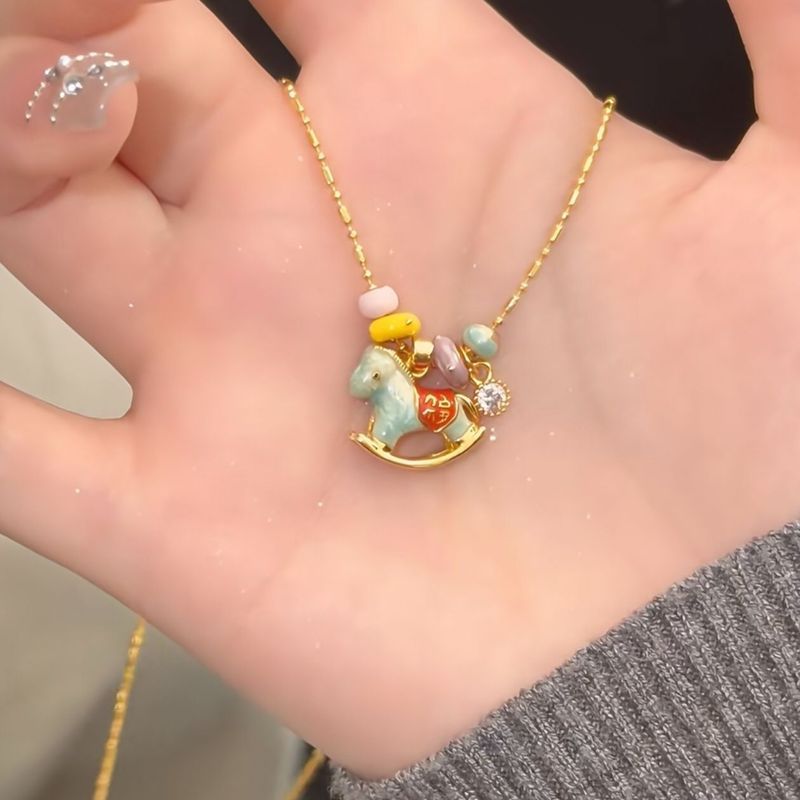 2026 Bipple ประณีต clavicle clavicle clavicle pearlescent 2026 Brs Good Fortune Collarbone Chain, สี