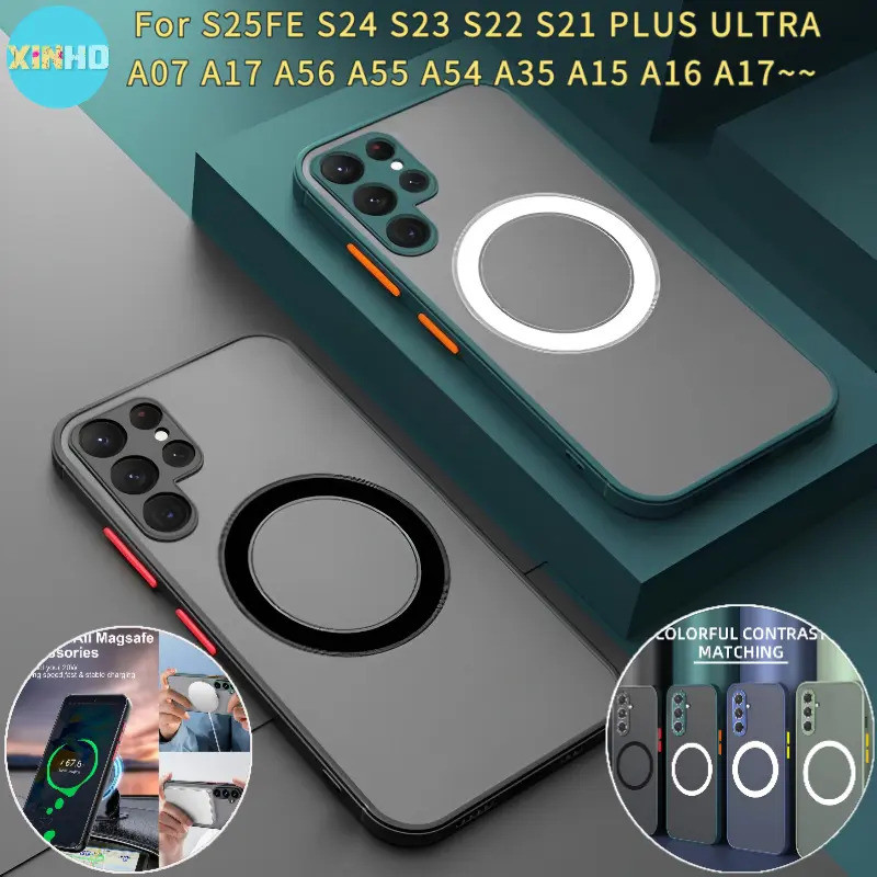 เคสโทรศัพท์อะคริลิคเคลือบแม่เหล็ก กันกระแทก สําหรับ Samsung S25FE, S25Edge, S25Ultra, S25+, S25, S24