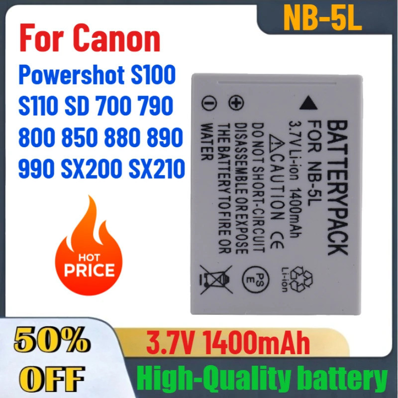 3.7V 1400mAh NB-5L NB 5L แบตเตอรี่กล้องสําหรับ Canon Powershot S100 S110 SD 700 790 800 850 880 890 