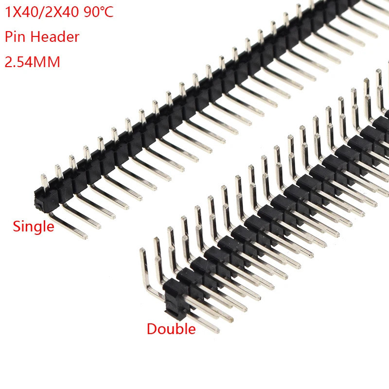 10pcs 1X40 2X40 40Pin 80Pin 2.54 มม.มุมขวาเดี่ยวแถว Pin Head ชาย 90 องศา Connector คู่แถว Pin Header