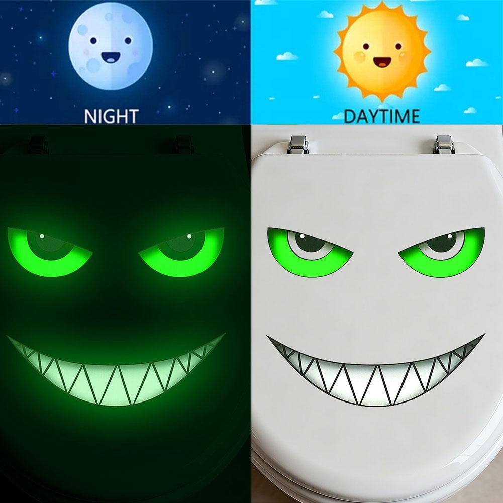 ตลกเรืองแสงที่นั่งชักโครก Decal Night Light สติกเกอร์สําหรับห้องน้ําอารมณ์ขันและความปลอดภัย,ใช้งานง่