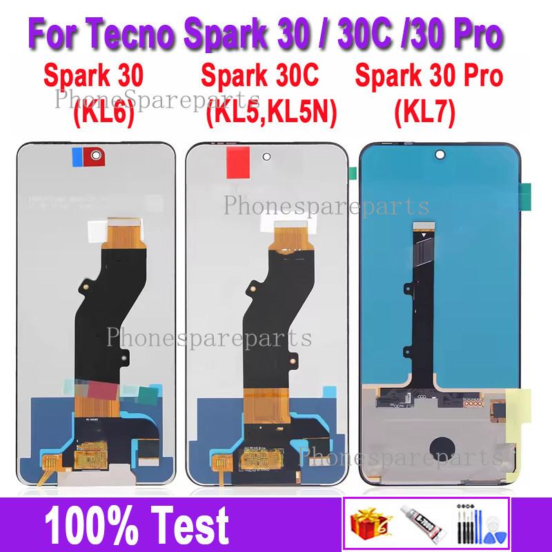 พรีเมี่ยม LCD สําหรับ Tecno Spark 30 4G KL6 จอแสดงผลหน้าจอสัมผัสสําหรับ Tecno Spark 30c 4G KL5 kl5n 