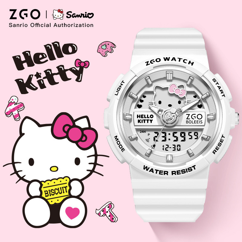 Ready StockZGO Hello Kitty Watch Girl Junior High School Student Sanrio Joint Children Waterproof Electronic Watch 863