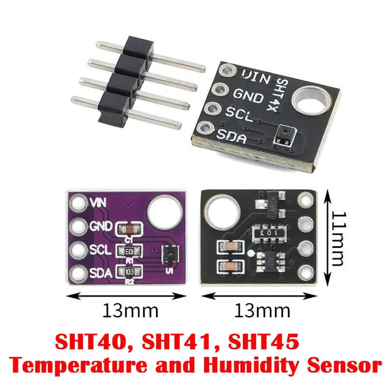 โมดูลเซ็นเซอร์อุณหภูมิและความชื้นที่แม่นยําสูง SHT41, SHT45 สําหรับ IoT, HVAC, และการตรวจสอบสิ่งแวดล